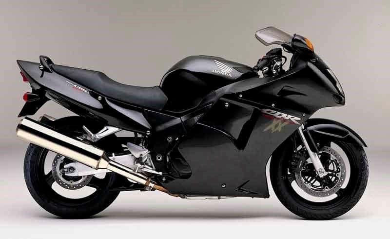 a black Honda CBR1100XX Super Blackbird classic motorcycle