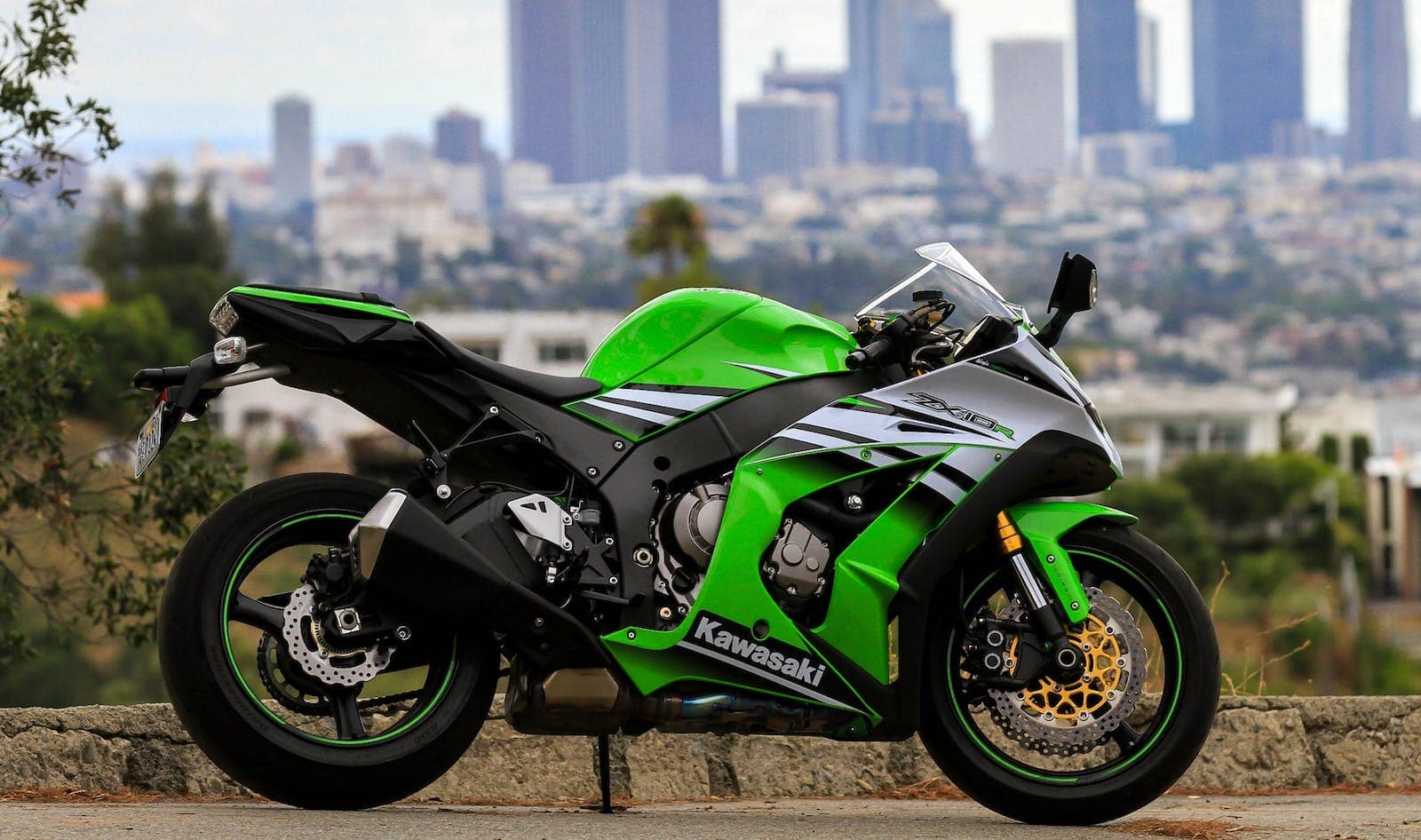 Kawasaki ZX-10R green motorcycle.