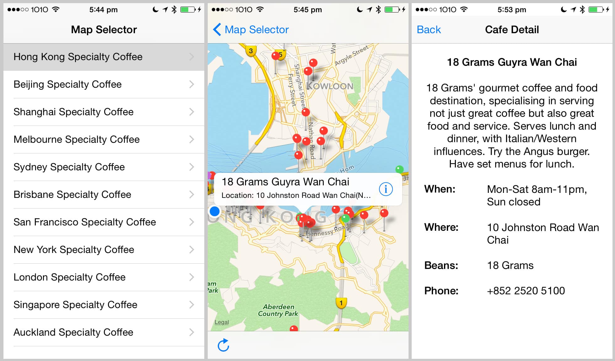Original MVP of an app I deployed on the app store - Pilgrim Coffee