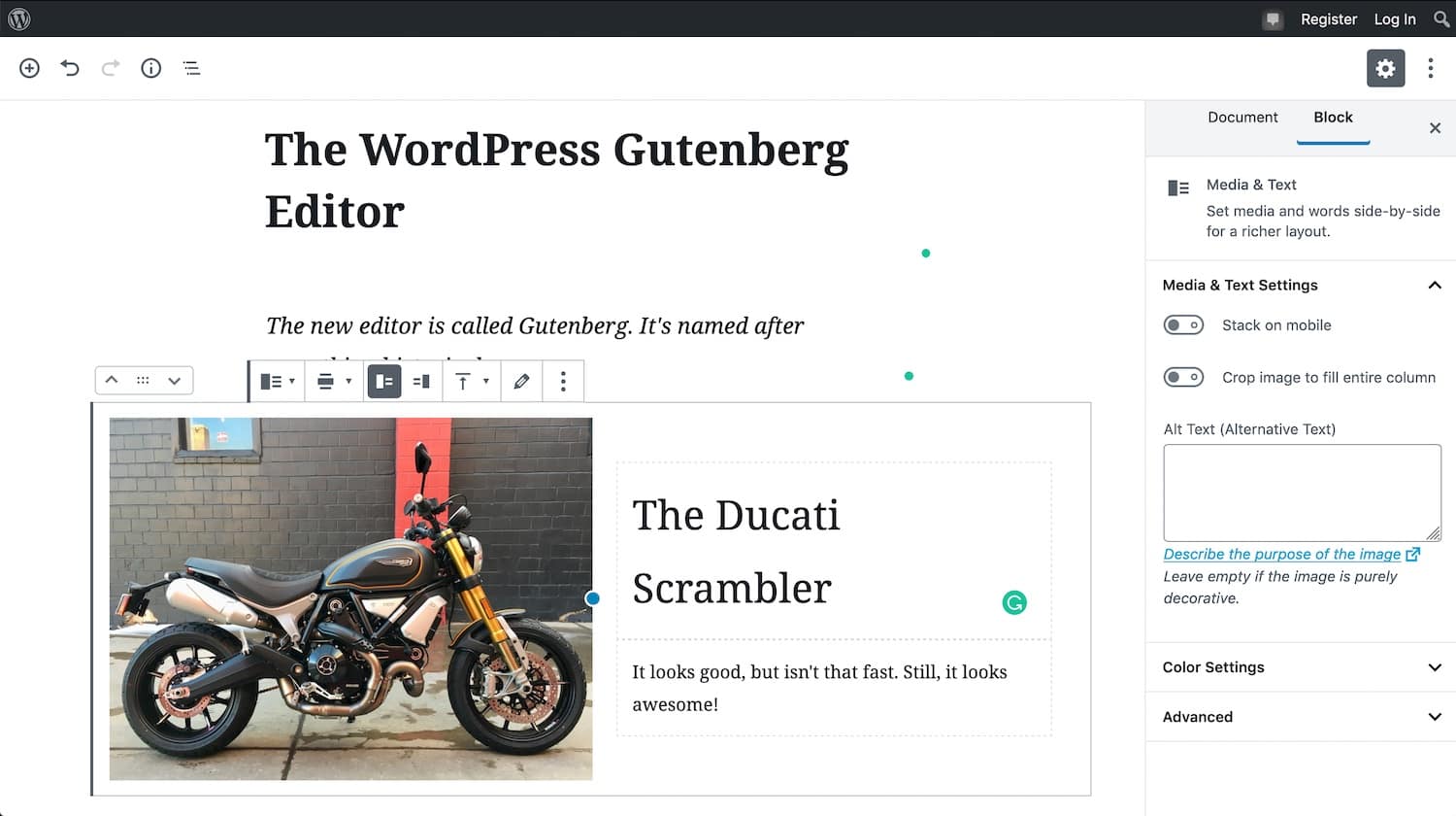 The Ghost editor isn't as good as Gutenberg, but it's much, much faster.