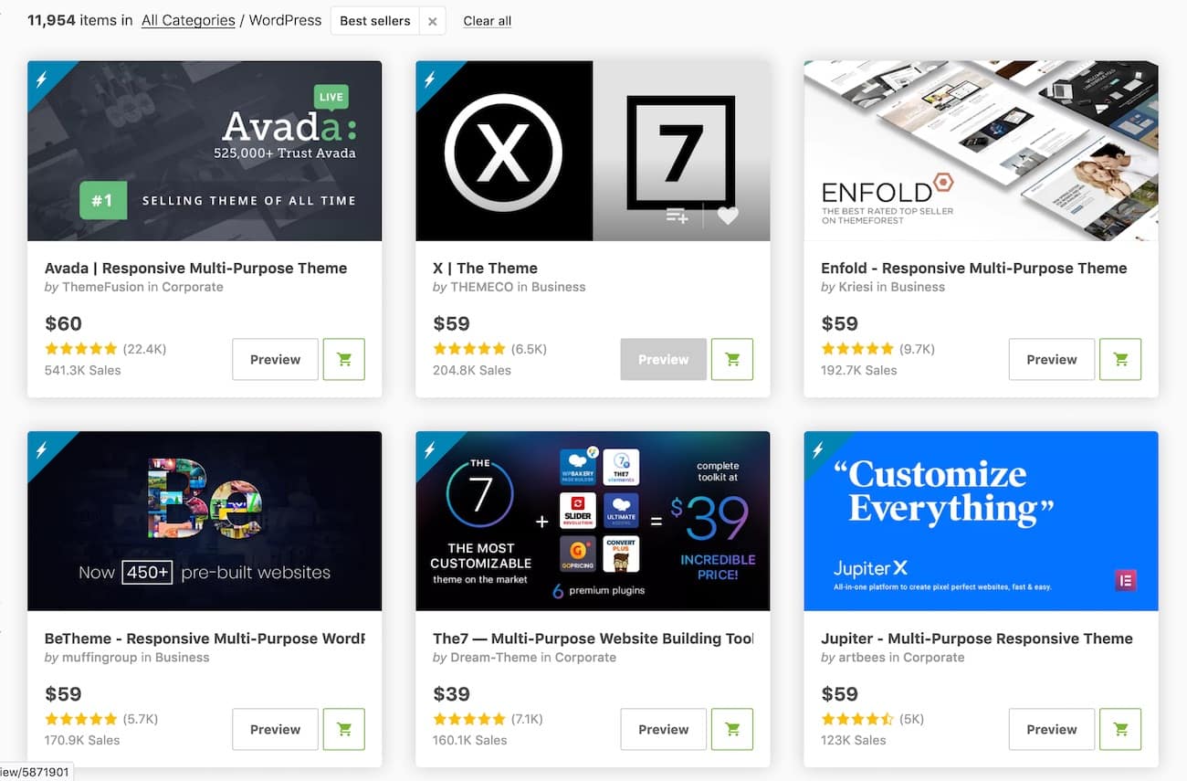 ThemeForest - many thousands of WordPress themes, whereas Ghost just has hundreds.
