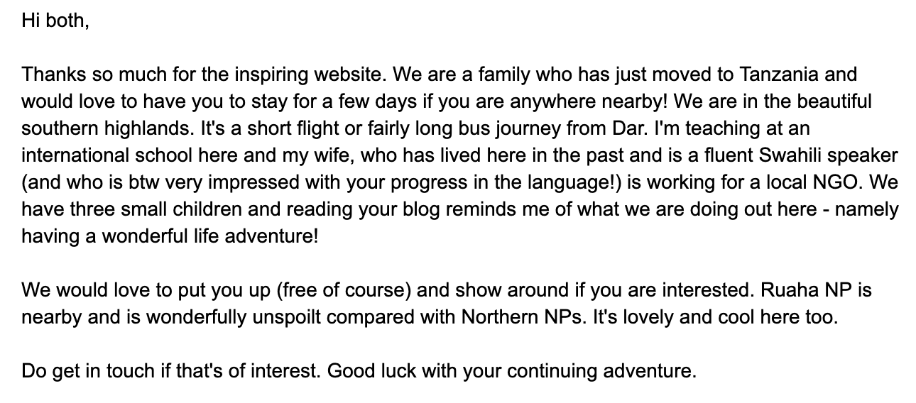 Compliments from Tanzania about Discover Discomfort