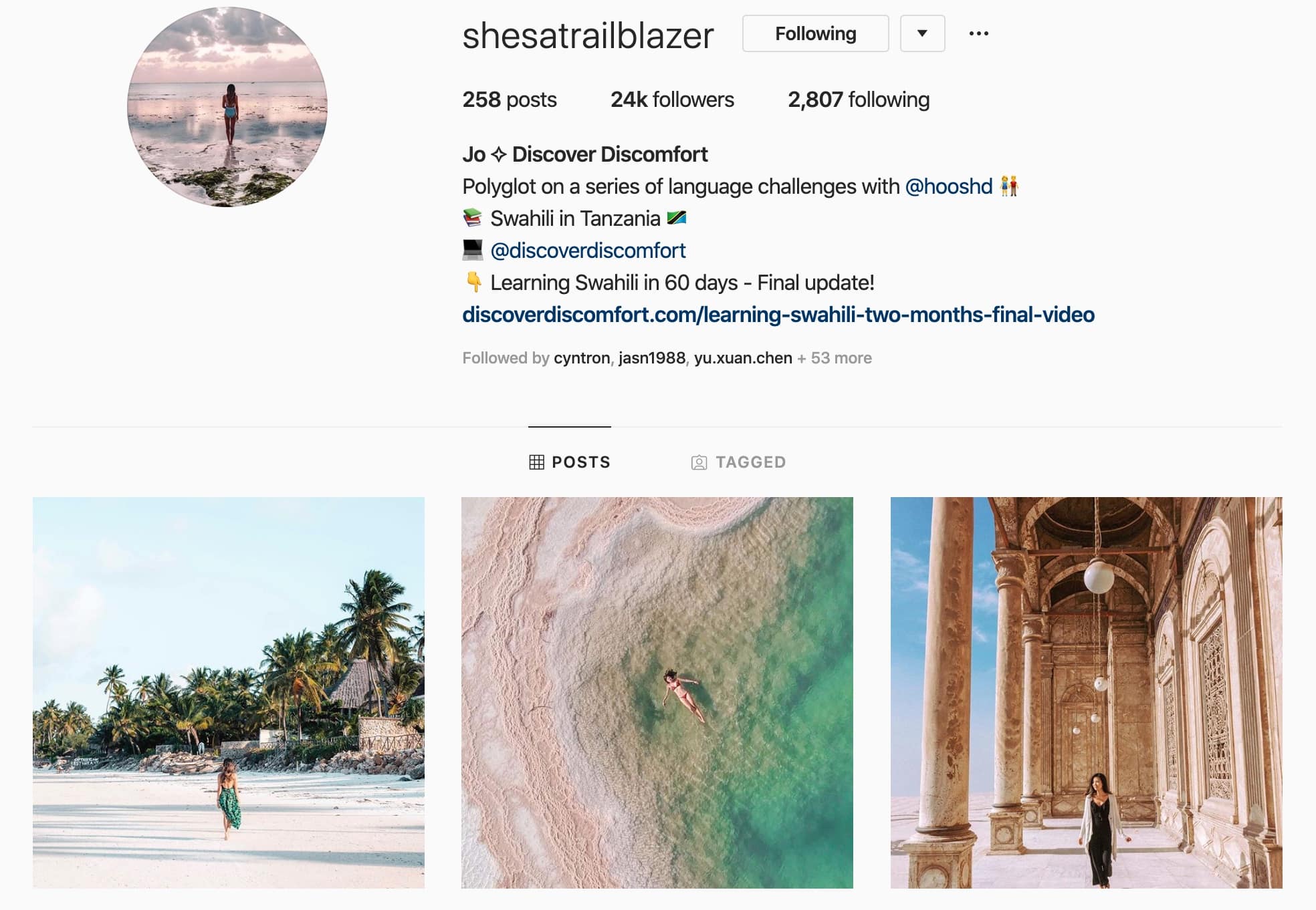 Jo Hyun's Instagram feed, "She's A Trailblazer"