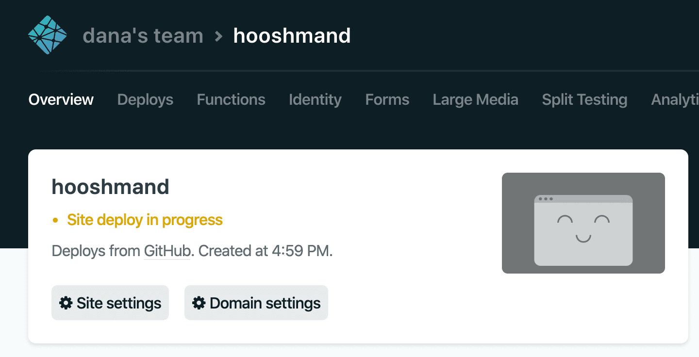 The Ghost-Gatsby starter site as it's deploying