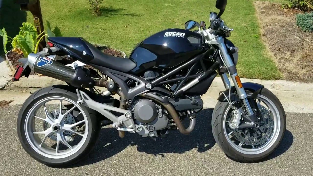 Black Ducati Monster 1100S with Termignoni exhaust