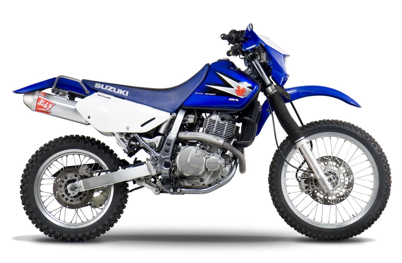Blue suzuki dr650 stock photo