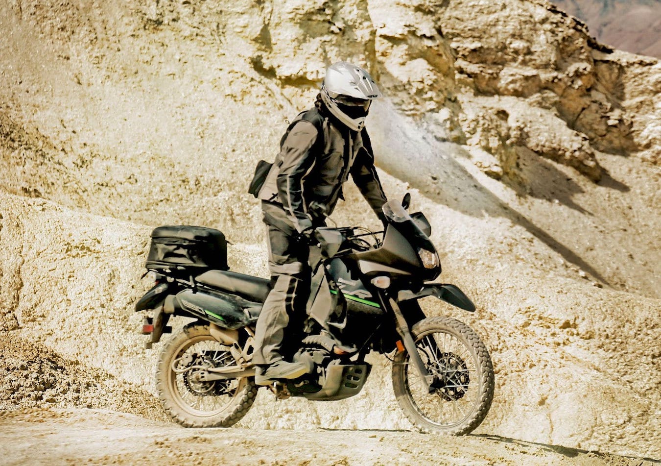 The Kawasaki KLR650 in mid-adventure