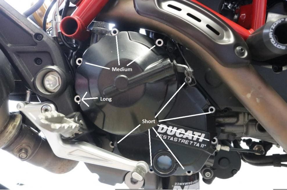 Bolts to remove when replacing the Ducati Hypermotard/Hyperstrada clutch
