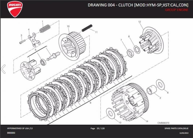Original grabby 2013 Ducati Hypermotard clutch pack