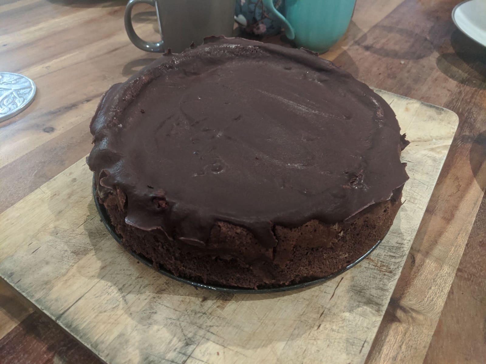 The finished chocolate Tartine mousse soufflé cake.